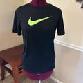 Nike Shirts & Tops | Black Nike Shirt With Lime Green Swoosh | Color: Black/Green | Size: Xlg