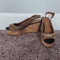 Coach Shoes | Coach Ferry Brown Canvas Logo Cork Wedge Slingback Shoes-7.5 | Color: Brown | Size: 7.5