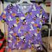 Disney Tops | Disney Mickey Trick Or Treat Purple Scrub Top Ss - Size Large | Color: Purple | Size: L