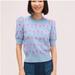 Kate Spade Sweaters | Kate Spade Marker Floral Puff Sleeve Sweater Xs Blue Purple | Color: Blue/Purple | Size: Xs