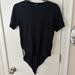 Free People Tops | Free People Black Short Sleeve Body Suit With Details | Color: Black/White | Size: M