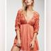 Free People Dresses | Free People Terra Cotta Bella Note Eyelet Dolman Gauzy Boho Mini Dress | Color: Brown/Orange | Size: S