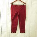 J. Crew Pants & Jumpsuits | J Crew Pants 10 Burgundy Ankle Crop Side Zipper Scallop Hem | Color: Red | Size: 10