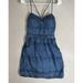 American Eagle Outfitters Dresses | American Eagle Ethnic Dress Light Wash Chambray Denim Cross Back Mini Dress Sz 2 | Color: Blue | Size: 2