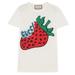 Gucci Tops | Gucci Strawberry Graphic T-Shirt Tee Shirt Xs | Color: Cream/White | Size: Xs