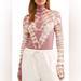 Free People Tops | Free People Psychedelic Moody Blossom Top Turtleneck Shirt Pink White Tie Dye | Color: Pink/White | Size: Xs