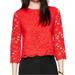 Kate Spade Tops | Kate Spade 3/4 Sleeve Floral Lace Crop Top In Red | Color: Gold/Red | Size: 0