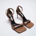 Zara Shoes | Gladiator Sandals Square Toe Heeled Sandals 38 | Color: Brown | Size: 38
