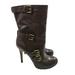 Coach Shoes | Coach Marsha Mid-Calf Chestnut Brown Leather High Heel Boots Women's Size 8 | Color: Brown | Size: 8