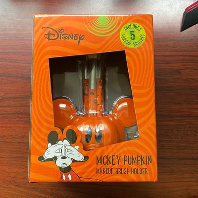 Disney Makeup | Disney Mickey Pumpkin Makeup Brush Holder And 5 Makeup Brushes Nwt | Color: Orange | Size: Os