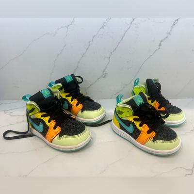 Nike Shoes | Jordan 1 Mid Se Baby Boys Shoes Size 5c & 7c Color: Volt/Yellow/Black/Teal | Color: Green/Orange | Size: Various