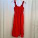 Jessica Simpson Dresses | Jessica Simpson Xs Red Shirred Back Dress. Ruffle Straps | Color: Red | Size: Xs