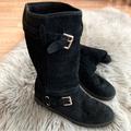 Coach Shoes | Coach Black Thelma Signature Logo Suede Leather Pull On Boots 8b | Color: Black/Silver | Size: 8