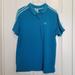 Adidas Shirts | Adidas Blue Logo 3 Stripe Short Sleeve Polo Shirt Cotton Blend Sz Large | Color: Blue | Size: L