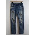 American Eagle Outfitters Jeans | American Eagle Stretch X Hi-Rise Slim Distressed Jeans - Medium Blue - 2 Short | Color: Blue | Size: 2 Short