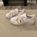 Adidas Shoes | Adidas Holographic Shell Toes - Girls Size 4 | Color: White | Size: 4g