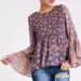 American Eagle Outfitters Tops | American Eagle Smocked Bell Sleeve Peasant Boho Top Sz Small | Color: Gray/Purple | Size: S