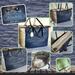 Coach Bags | Authentic Coach Navy/Cream Contrast Leather Large Tote W/Gray Satin Interior | Color: Blue/Cream | Size: 13.5" W, 10" H, 3.5" D, 8"Strap Drop