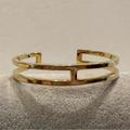 J. Crew Jewelry | J. Crew Open Cuff Bangle Bracelet Gold Tone With Cut Out Design | Color: Gold | Size: Os