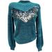 Nine West Sweaters | Cara Santana X Nine West Womens Sequin Sweater Emerald Green Size Xs Collab | Color: Green | Size: Xs