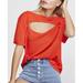Free People Tops | Free People June Cut Out Short Sleeve Tee Size Xs Nwt | Color: Orange/Red | Size: Xs