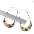 Anthropologie Jewelry | Anthropologie Gold Plated Multicolor Resin Crescent Moon Hoop Earrings | Color: Gold/White | Size: Os