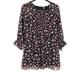 Free People Dresses | Free People Women's 8 Black Floral Long Sheer Sleeve Tunic Dress Peasant Boho | Color: Black/Red | Size: 8