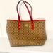 Coach Bags | Coach Genuine Designer Carry Bag. Coach Pattern & Red Trim. Great Condition. | Color: Red | Size: Os