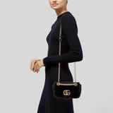 Gucci Bags | Gucci Velvet Gg Marmont Small Metelasse Shoulder Bag | Color: Black/Gold | Size: Os