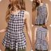 Anthropologie Tops | Anthropologie Plaid Navy Sleeveless Top Size Xs 11-1-Tylho Gingham | Color: Blue | Size: Xs