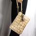 Coach Bags | Coach Ivory Heritage Tattersall Gold Graffiti Pebbled Pvc Wristlet Euc | Color: Cream/Gold | Size: Os