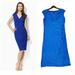 Ralph Lauren Dresses | Lauren Ralph Lauren V-Neck Slim Fit Blue Ruched Jersey Empire Dress Wrinkle-Free | Color: Blue | Size: 16