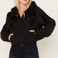 Free People Jackets & Coats | Free People Women's Fleur De Lis Denim Puffer Jacket Size Xs Nwt | Color: Black | Size: Xs
