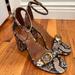 Coach Shoes | Coach Maya Sandal - Snake Print Heels With Gold C Detail | Color: Gold/Tan | Size: 7