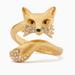 Kate Spade Jewelry | Kate Spade New York So Foxy Fox Head Ring ~ Pave Rhinestone Open Wrap Ring | Color: Gold | Size: See Description