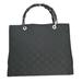 Gucci Bags | Gucci Bamboo Gg Pattern Hand Tote Bag Nylon Leather Black Silver Italy | Color: Black | Size: W 13.8 X H 10.6 X D 5.1 " (Approx.)