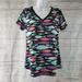 Lularoe Tops | Lularoe Womens Christy Tee Sz Xs Black Teal Fish Print Short Sleeve | Color: Black/Blue | Size: Xs