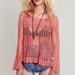 Free People Sweaters | Free People Annabelle Crochet Pullover Sweater Off Shoulder Coral Pink Medium | Color: Pink | Size: M