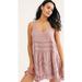 Free People Dresses | Free People Voile And Lace Trapeze Slip Dress Polka Dot Lace Inlay Pink | Color: Pink | Size: S