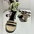 Gucci Shoes | Gucci Tan/Beige Leather Lucite Heel Mules, Size 9.5 | Color: Cream/Tan | Size: 9.5