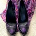 Gucci Shoes | Authentic Gucci Brogue Wing Tip Platform Pumps Eu39 Us 8 Uk 6 | Color: Black/Purple | Size: 8