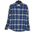 American Eagle Outfitters Tops | American Eagle Women Plaid Shirt Longsleeve Button Up Boyfriend Fit Cotton Small | Color: Blue/Gold | Size: S