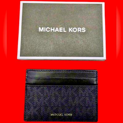 Michael Kors Bags | Like New Michael Kors Jet Set Men’s Black Signature Print Card Case | Color: Black/Silver | Size: Os