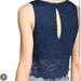 Free People Tops | Free People Intimately Lace Crop Scallop Tank Sleeveless Top Navy Blue Medium | Color: Blue | Size: M