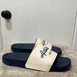 Adidas Shoes | Adidas Adilette Shower Unisex Slipper Casual Gym Swimming White Navy Nwt Gw8748 | Color: White | Size: 18