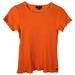 Athleta Tops | Athleta Size S Lettuce Hem Ruffle Hem Striped Stretchy Ribbed Crew Neck Top | Color: Orange | Size: S