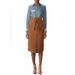 Free People Skirts | Brown Denim High Waisted Midi Skirt Size 29 | Color: Brown | Size: M