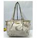 Coach Bags | Coach Signature Light Gold Canvas Leather Trim Zipper Closure Tote Shoulder Bag | Color: Cream/Tan | Size: Os