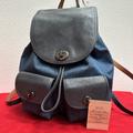 Coach Bags | Coach Turnlock Rucksack Colorblock F37975, Denim & Navy Leather - Backpack - Euc | Color: Blue | Size: In Coach Picture.