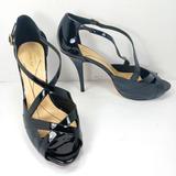Kate Spade Shoes | Kate Spade Blk Patent Leather Crisscross Front Closed Back Platform Sandals Euc | Color: Black/Silver | Size: 10